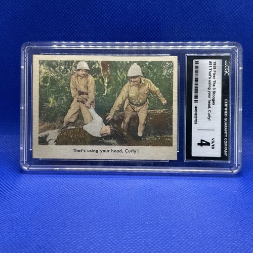 THE THREE STOOGES 1959 Trading Card  THAT'S USING YOUR HEAD, CURLY!  #91  CGC 4