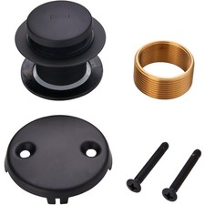 Matte Black Bathtub Drain Conversion Kit with Two Hole Overflow Faceplate