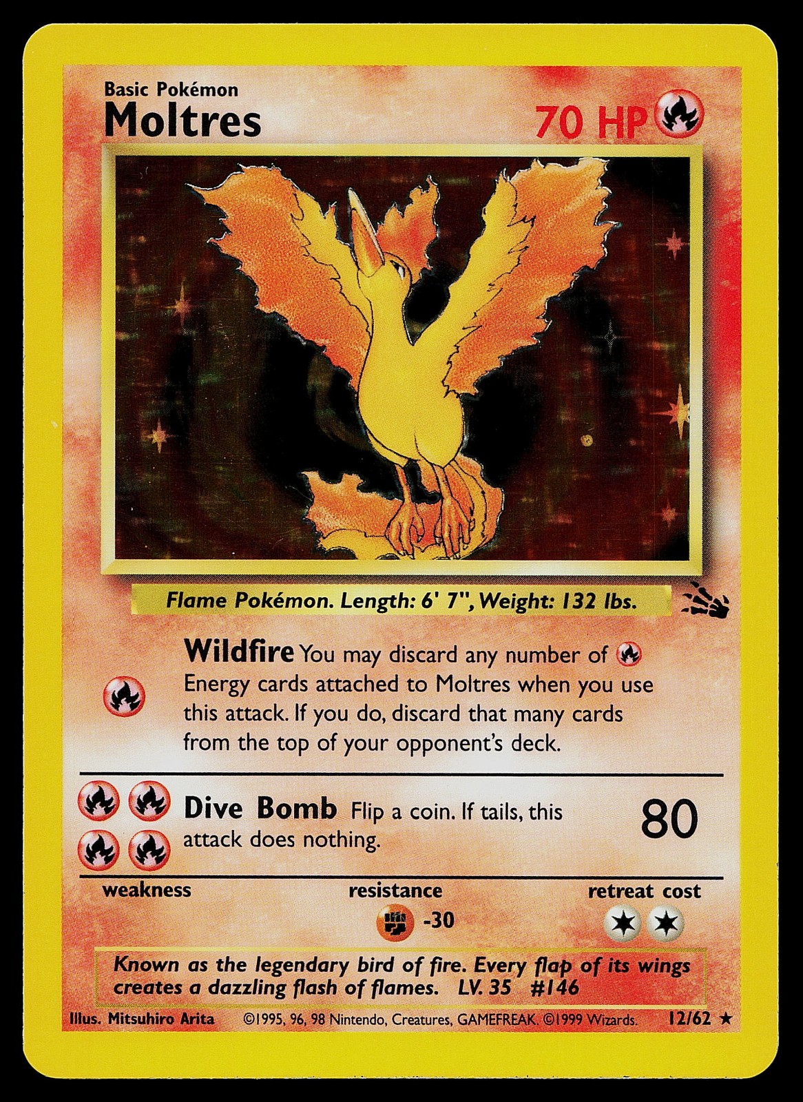 Pokemon Card - Moltres Fossil 12/62 Holo Rare
