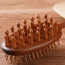 Sandalwood Air Bag Massage Comb - Wooden Hair Brush for Scalp Care  Relaxation