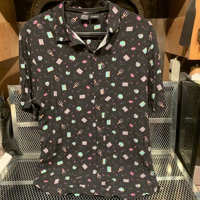 Disney Our Universe Hocus Pocus Graphic Print Button-Up Shirt Black Large