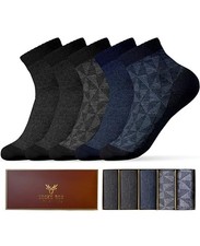 Mens Ankle Socks, Premium Quality Bamboo Rayon Ankle 5 Pairs, Blue and Black