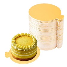 100pcs Mini Cake Boards 3.5 inch Round Gold Base Paper Round, 