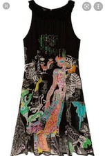 Desigual kleid L A-Linie ärmellos schwarz me...