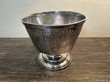 Meriden Silver Plate - Quadruple Plate #36 Pedestal Compote Bowl Monogram EHG