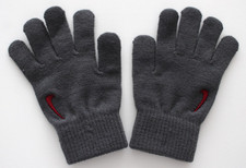 Nike Knitted Swoosh Gloves Youth S/M Dark Grey/Red Crush