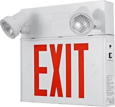TANLUX Steel Exit Sign with Emergency Light, White 