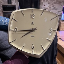 Ancienne Horloge Pendule Jaz Electric Allemagne Ouest Porcelaine Jaune