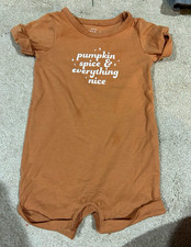 Cat Jack Halloween Baby Romper, 0-3 Months, Brown Pumpkin Spice Graphic