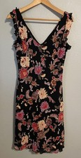 VTG Dress Womens Medium Black Floral Ruffle Sleeveless Babydoll Fairy Boho Y2K