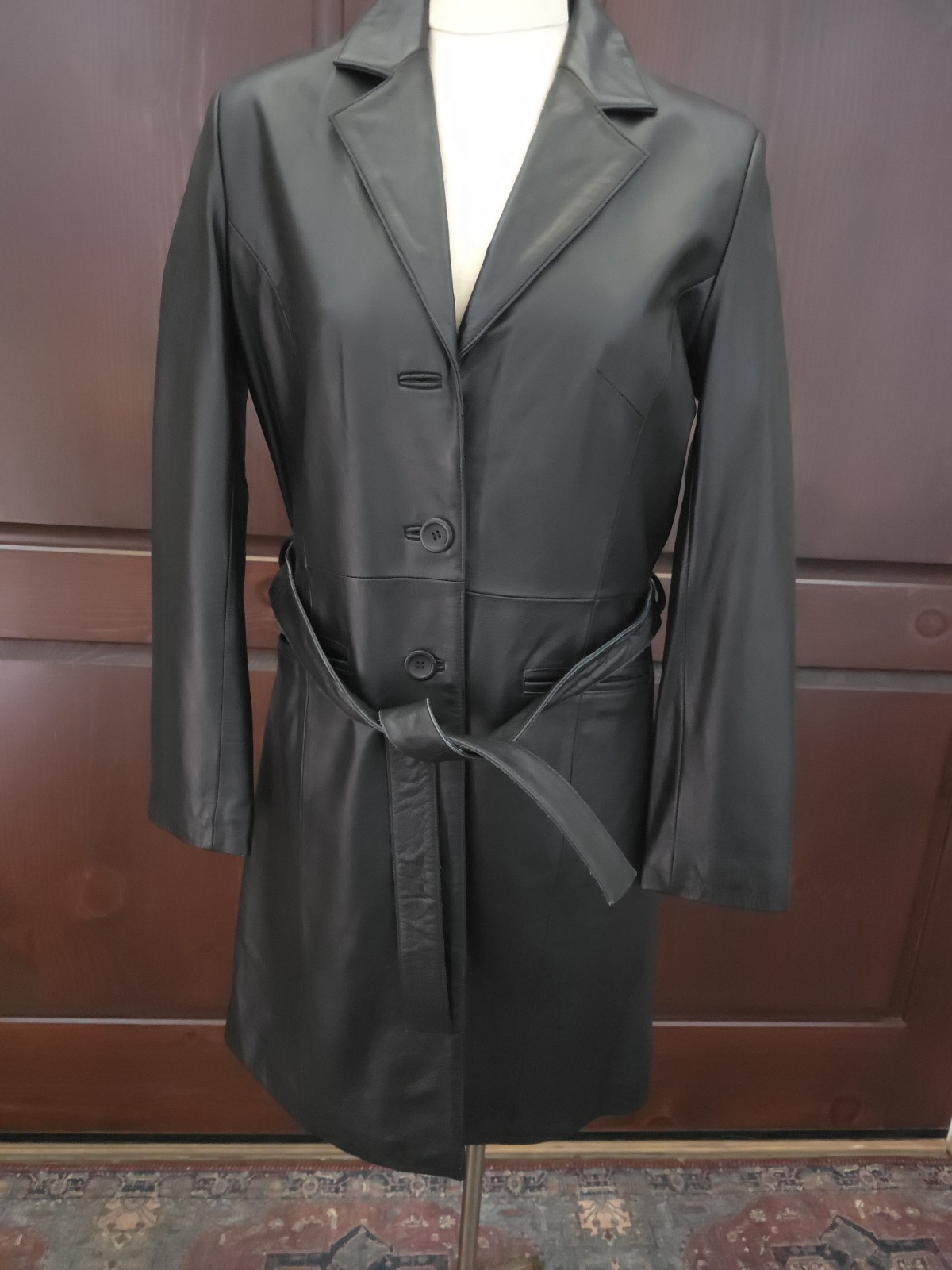 Vintage ING LORO PIANA & C Storm System Belted Leather Trench Coat, Size Large