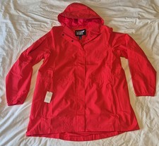 Lands End Women's Lightweight Coat Jacket Hood Red Ladies - Size L.