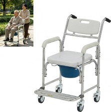 4in1 Folding Steel Bedside Commode Chair Portable Adult Toilet Potty Seat 350lbs