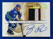 2012-13 SP AUTHENIC LIMITED AUTOGRAPHED PATCH RYAN KESLER 17 JERSEY 082/100 MINT