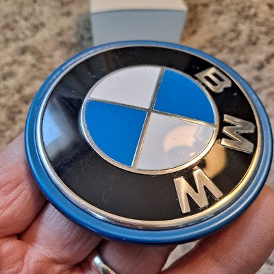 2 Insigne Capot Coffre Badge Logo Emblème BMW 82 Mm Blanc Et Noir Black - Foto 13