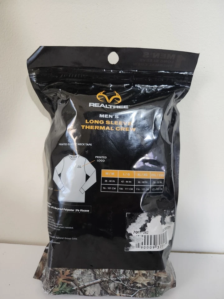 NEW Realtree Men's Large Thermal Long Sleeve Crew Shirt Black Base Layer NIB - Image 2 of 2