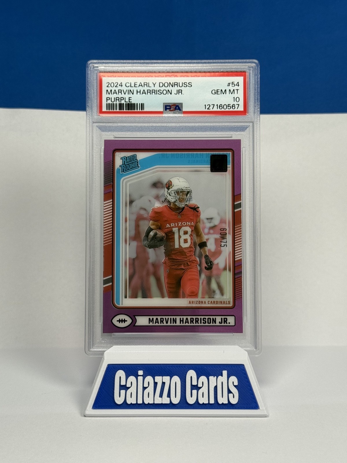 2024 Panini Clearly Donruss - Rookie Marvin Harrison Jr. #54 Purple /75 PSA 10