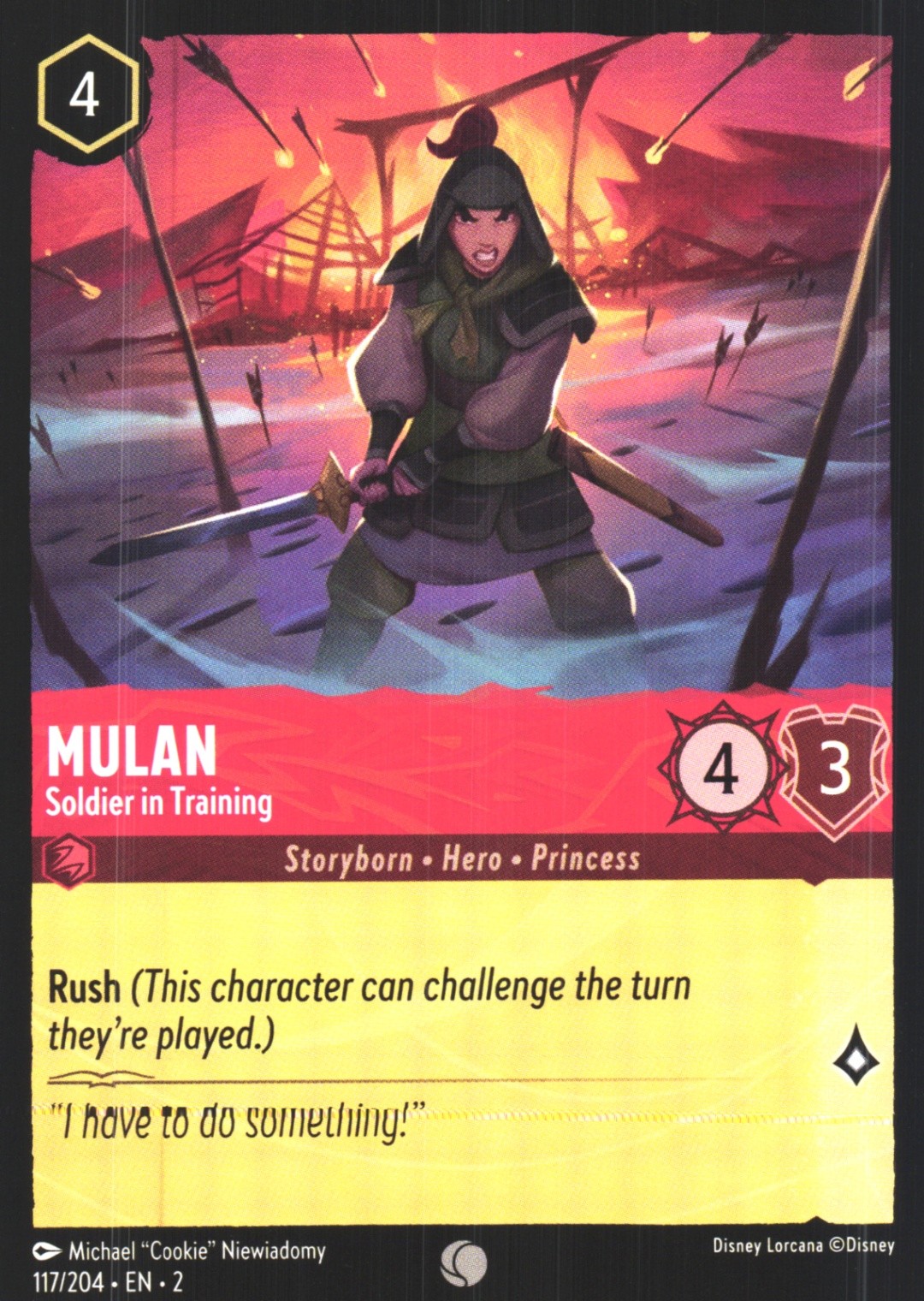 Mulan - Soldier in Training 117/204 Common Rise of the Floodborn NM Lorcana Disn