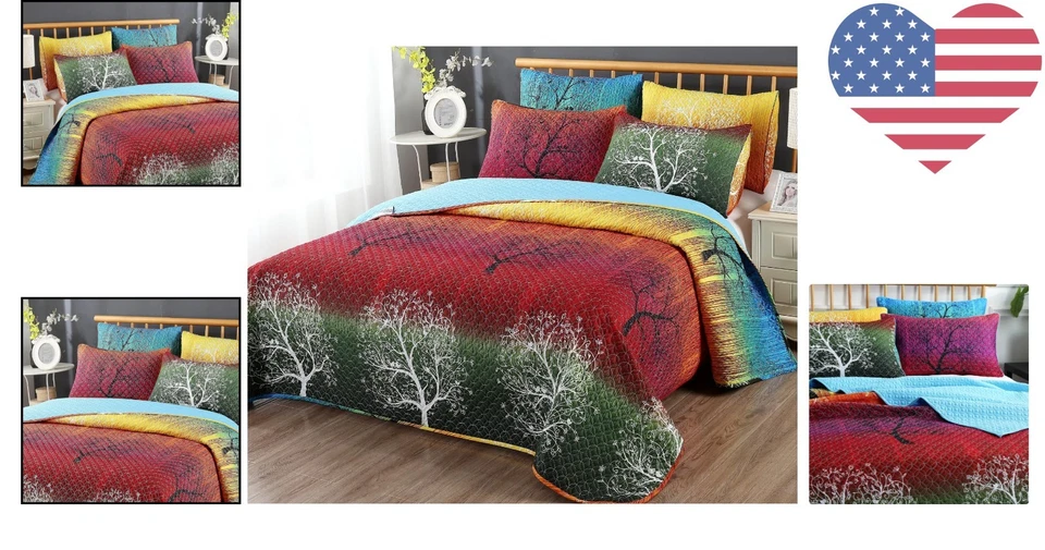 Juego de edredones de poliéster de lujo de 5 piezas: colcha tamaño king con diseño reversible Foto 2 de 4