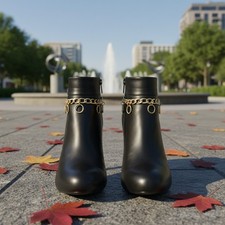 Women 2PC Gold Boot Chain Bracelet 5 Ring Circle Charm Shoe Anklet