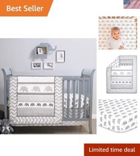 Luxury 3-Piece Baby Crib Bedding Set for Boys  Girls - Elephant Walk Collection