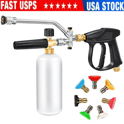 #ad Pressure Washer Foam Cannon Dual Connector Accessory 1 4quot; QC 7 Nozzle Tips Kit $31.59
