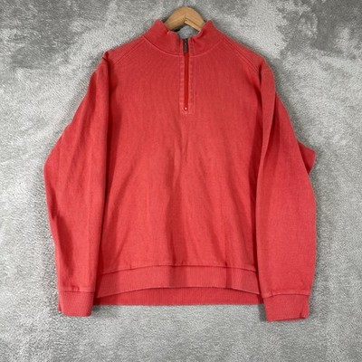 Paradise Collection Quarter Zip Pullover Mens Large Red Ribbed Cotton Sweater