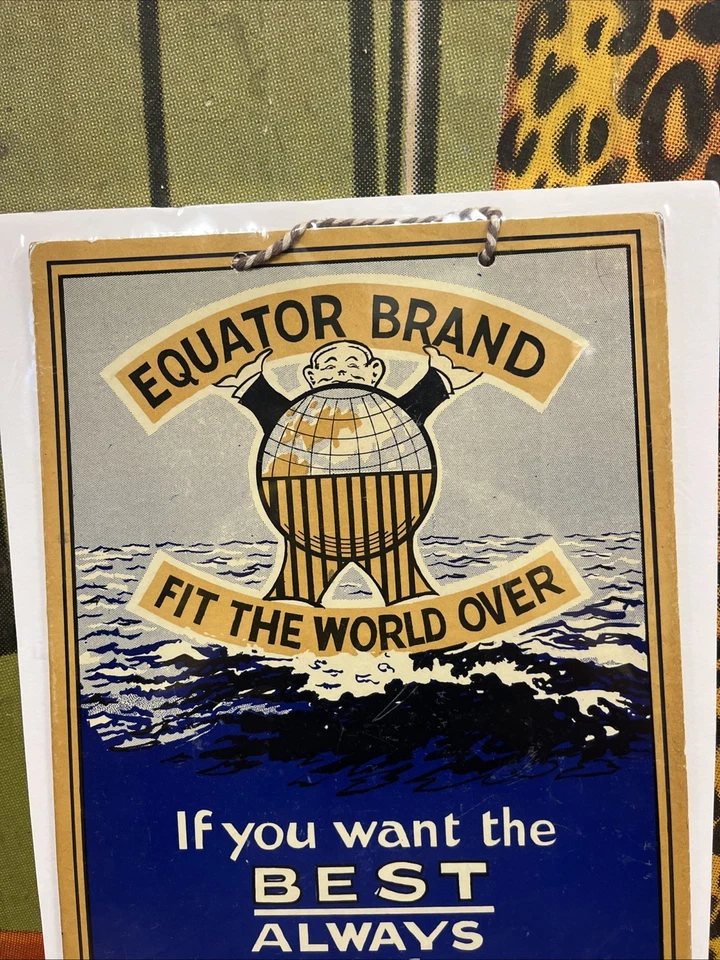MONOS VINTAGE MARCA ECUATOR C. 1930 LETRERO TIENDA DE ROPA DENIM OCÉANO NÁUTICO Foto 2 de 4