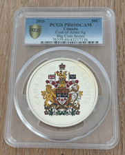 Canada 2016 Silver 5 oz 50 Cents PCGS PR69DCAM Big Coin Series Coat of Arms