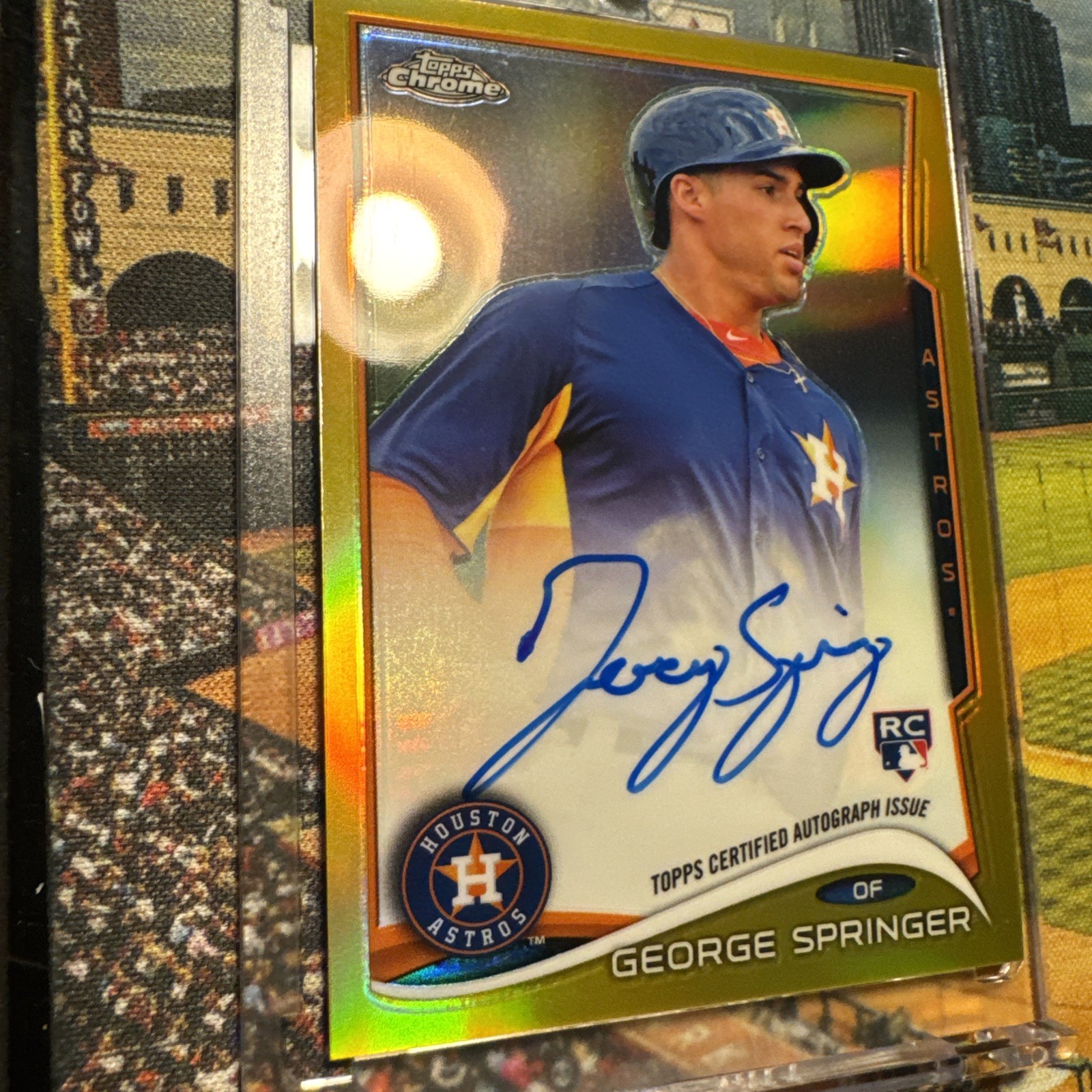 2014 Topps Chrome Gold ✨Refractor✨ 4/50 ✅George Springer RC Auto Houston Astros view 5