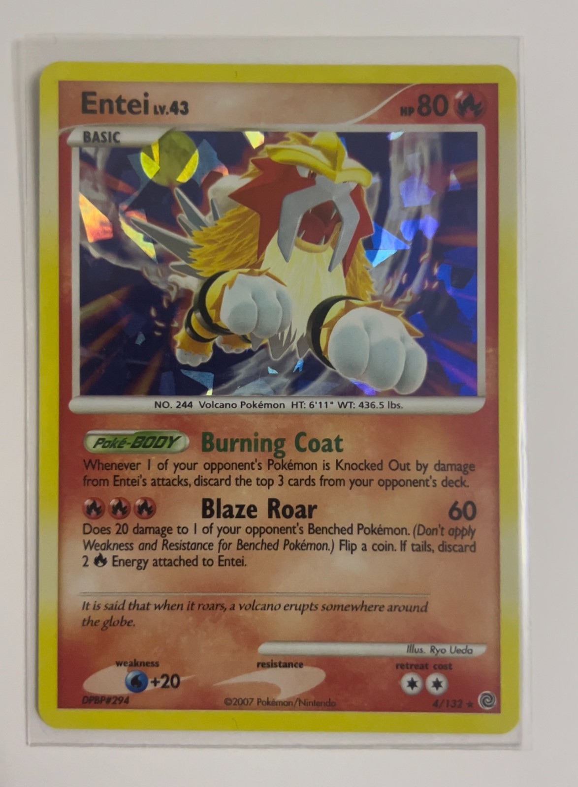 Entei 4/132 Holo Secret Wonders NM – Legendary Pokémon Card (D & P 2007)