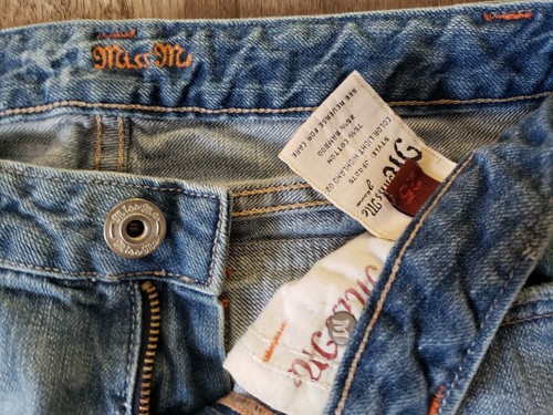 Miss Me Jeans Bootcut Flap Pocket Distressed Denim Embroidered Thick Stitch 25 - Picture 4 of 4