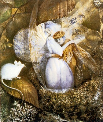 John Anster Fitzgerald Fairy Lovers in a Birds Nest  Reproduction Print  11 x 17