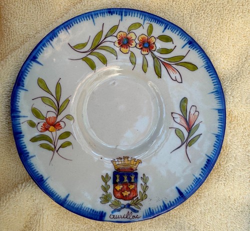 FRENCH FAIENCE SINGLE SOUP TUREEN, COVER AND PLATE, AURILLAC - Picture 5 of 8