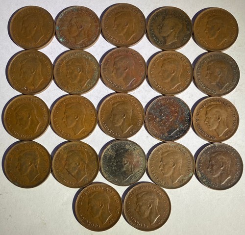 x22 1948 Australian Half Pennies (Y Dot) - King George VI, circulated, ungraded. - Bild 2 von 2