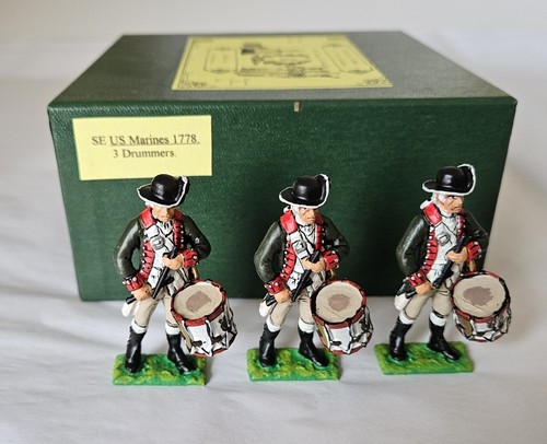 3 CONTINENTAL MARINE DRUMMERS - 1778 DRESS MULBERRY MINIATURES - NEW - 60mm