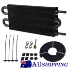 4 Row 6 AN Racing Engine Transmission Oil Cooler + Hose & Mounting Kit Universal