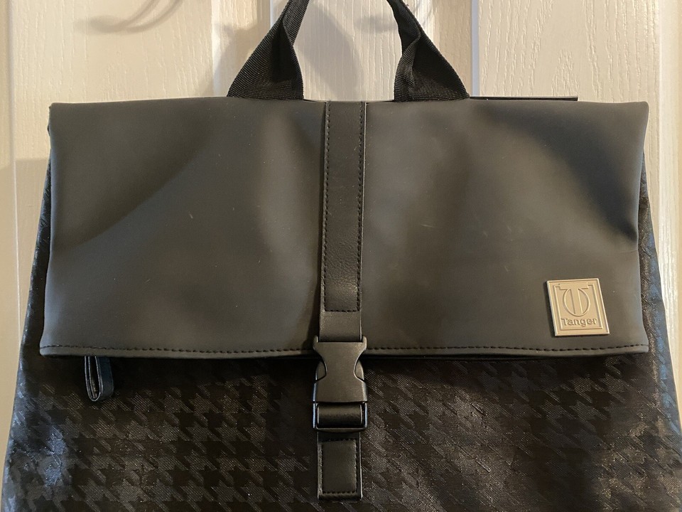 Tanger Women's Black Fabric Faux Leather Large Soft Backpack Travel Bag