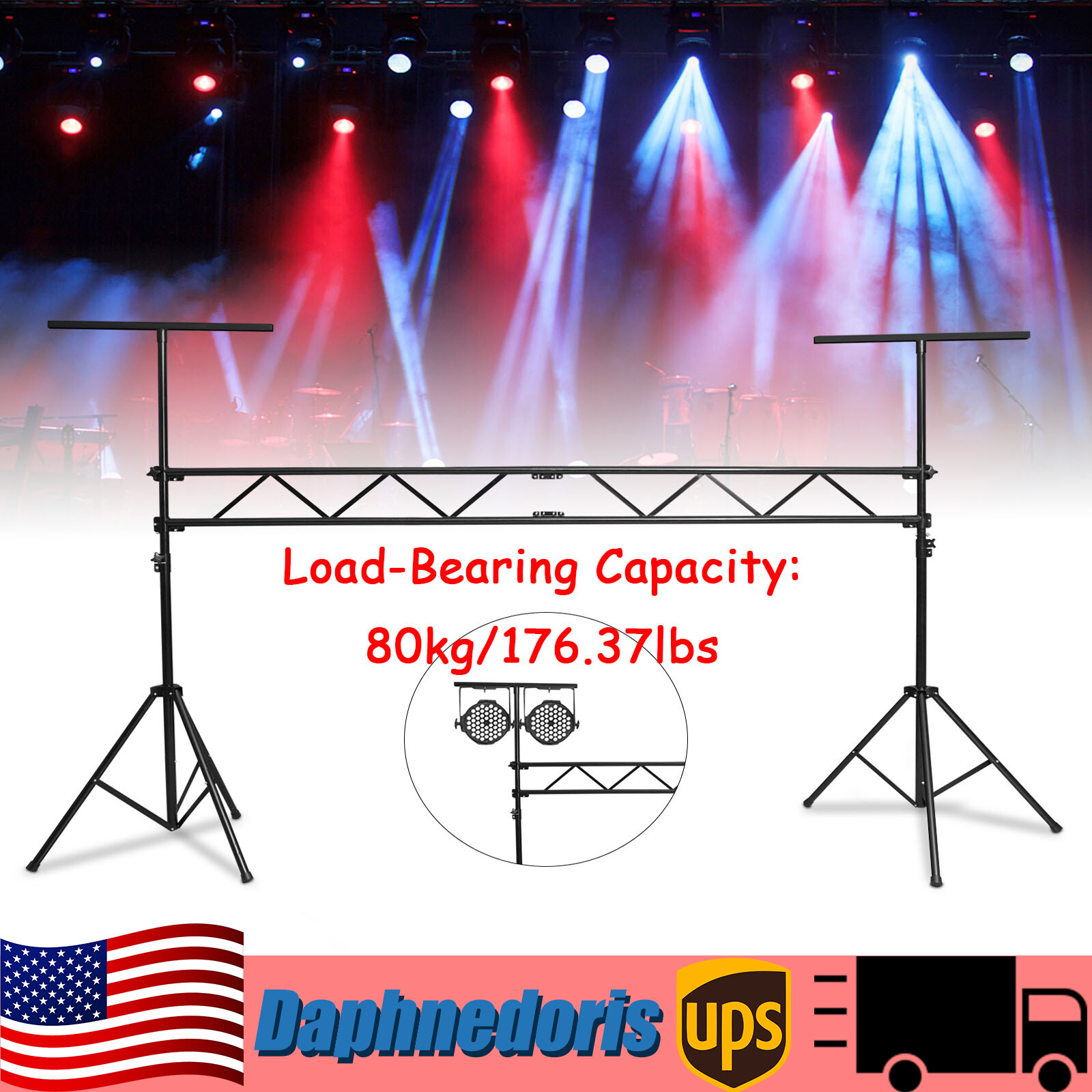 Light Truss Stand System Trussing DJ Booth Set Lighting Stage PA Speaker T-Bar