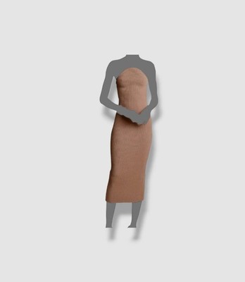 $1180 Khaite Women's Brown Rumer Strapless Ribbed Midi Dress Size M