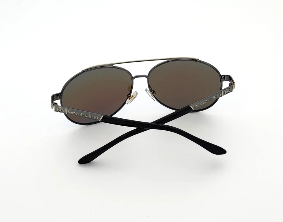 Polarized Mercedes Benz Metal Aviator Sunglasses Silver Frame Blue Mirror MB11 - Image 3 of 4