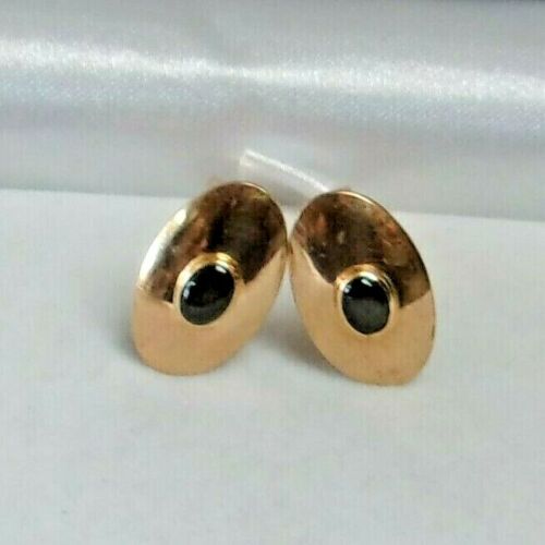 BEAUTIFUL!! 18K VINTAGE YELLOW GOLD GREY CAT'S EY… - image 1