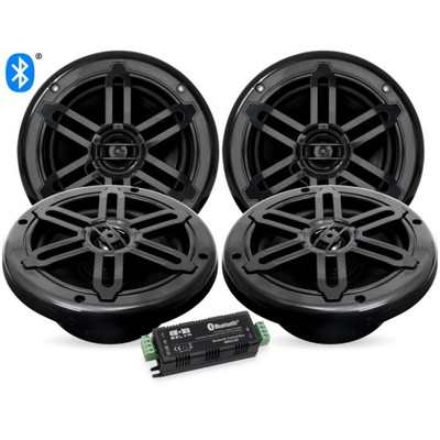 BMS654BT 4-Channel Bluetooth Amplifier w/ Four 6.5'' Coaxial Marine Speakers