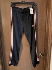Adidas Womens Essentials 3 Stripes Jersey Pants Black/semi Pink Spark Medium NWT