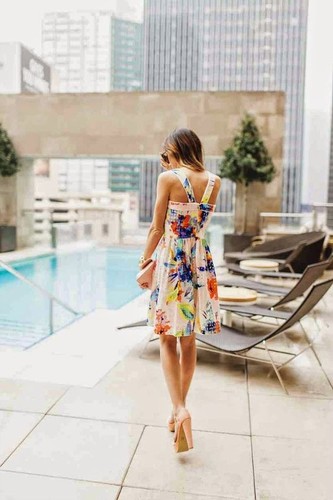 Neu mit Etikett $ 400 Trina Turk Elin Fit & Flare Sommerkleid Damen mit Ösen Blumendruck 8 - Bild 11 von 12
