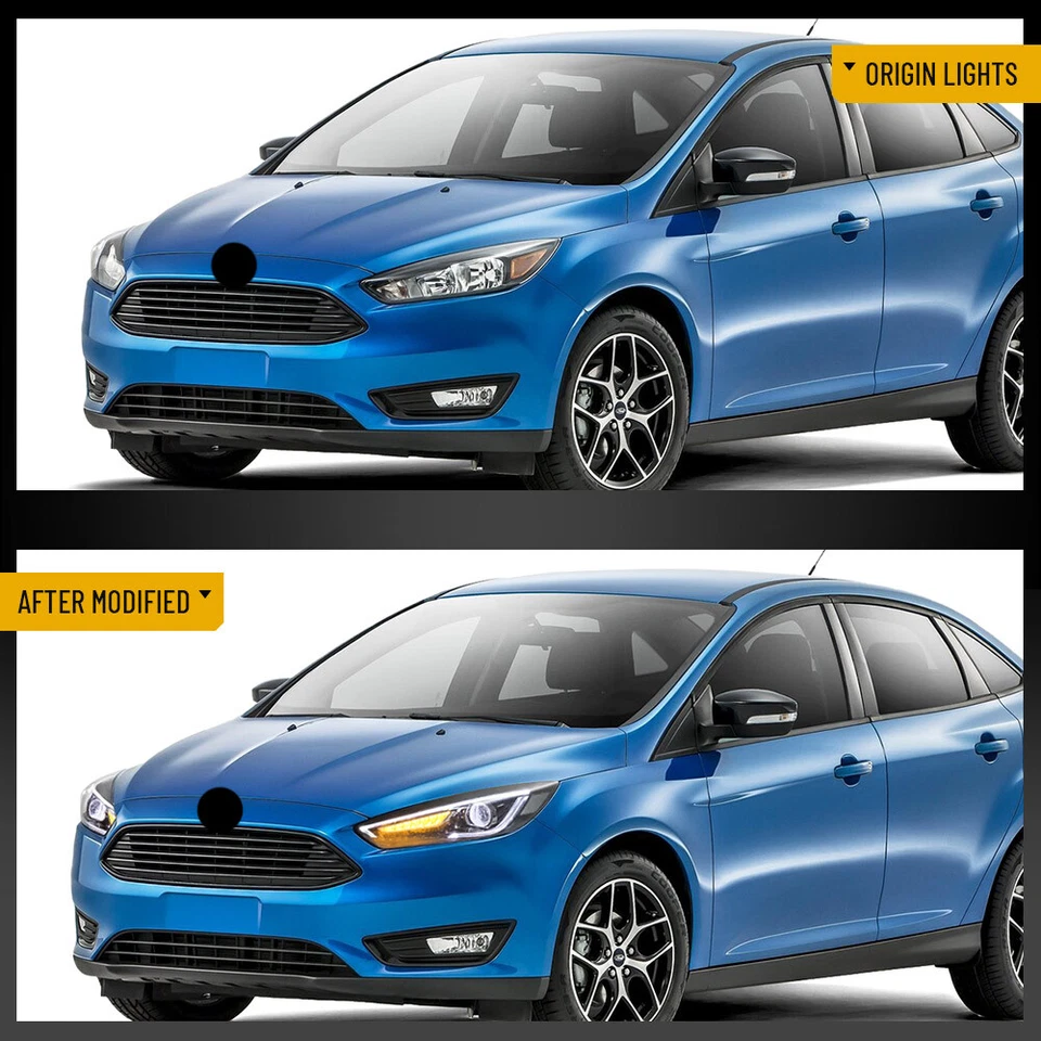 Faros proyectores LED secuenciales negros para Ford Focus 2015-2018 Foto 4 de 4