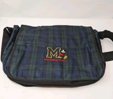 Vintage Mickey Mouse Blackwatch Plaid Messenger Bag Walt Disney World As Is
