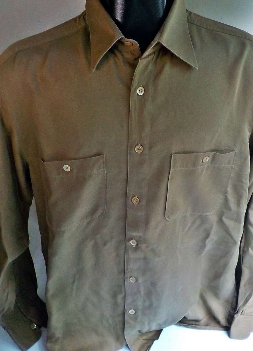 Ermenegildo Zegna 100% Rayon Button Front LS Shirt Caramel Color