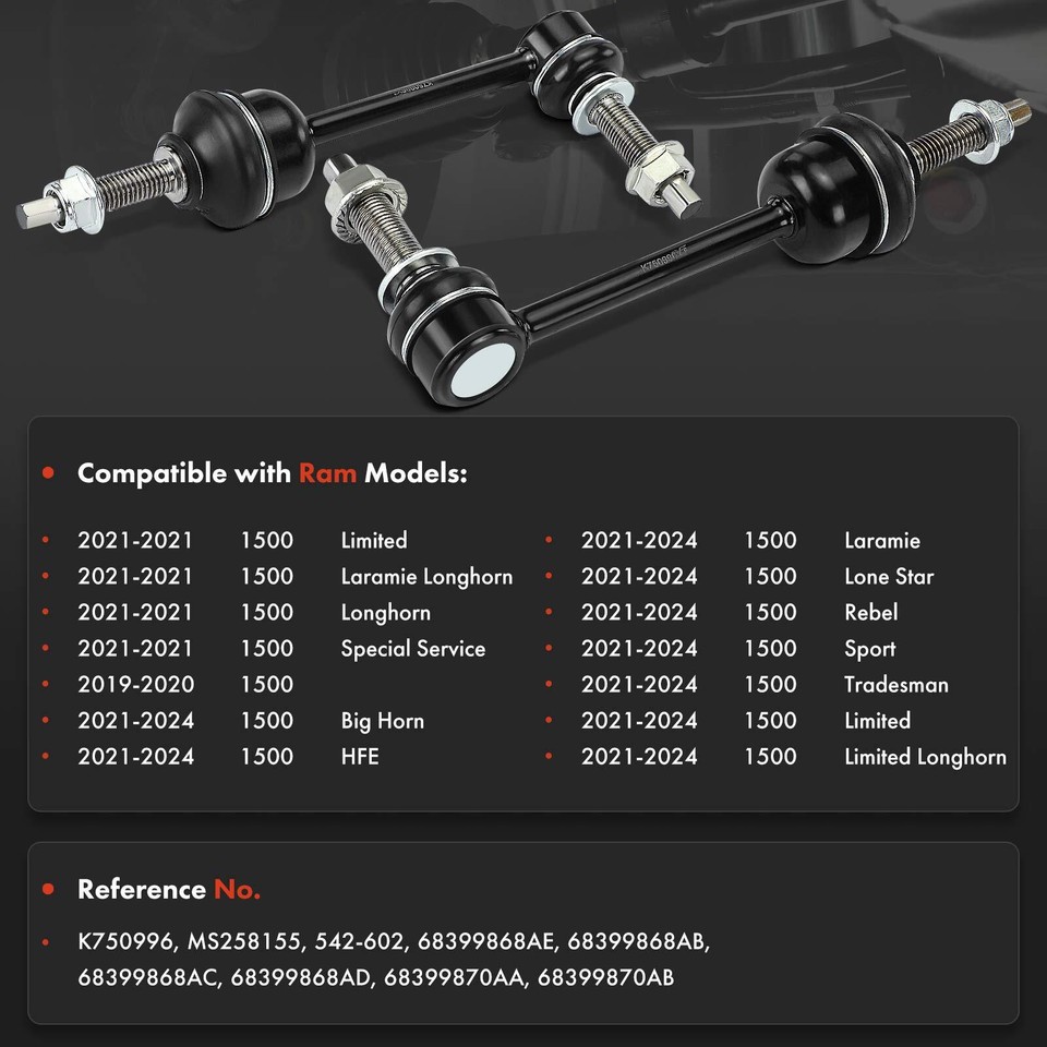 2pcs Front Left & Right Sway Bar Link For Ram 1500 2019 2020-2024 3.0L 3.6L 5.7L - Foto 9