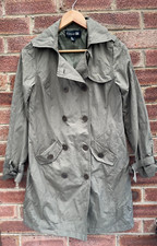 Forever21 Women's Green Trench Over Coat Collared Size S/p